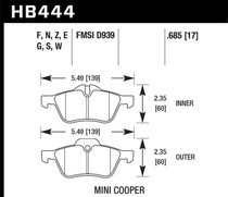 Hawk HB444S.685 - 02-06 Mini Cooper / Cooper S 18mm HT-10 Race Front Brake Pads