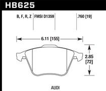 Hawk HB625B.760 - 2001-2010 Audi S3 European HPS 5.0 Front Brake Pads