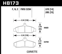 Hawk HB173E.595 - 84-87 Chevy Corvette 5.7 Blue 9012 Race Front Brake Pads