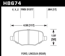 Hawk HB674F.664 - Ford Edge/Explorer/Flex/Taurus/ Lincoln MKS/MKT/MKX HPS Rear Brake Pads