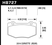 Hawk HB727Z.592 - 2014 Chevrolet Corvette PC Rear Brake Pads