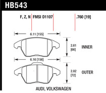 Hawk HB543F.760 - Audi A3 Quattro / VW EOS / Golf / Jetta / Passat / Rabbit HPS Front Brake Pads