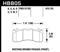 Hawk HB805W.615 - 15-17 Ford Mustang Brembo Package DTC-30 Front Brake Pads