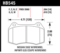 Hawk HB545U.564 - 03-04 Infiniti G35 / 04-09 Nissan 350z w/ Brembo Brakes DTC-70 Race Front Brake Pads