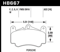 Hawk HB667U.622 - 09 Porsche 911 Carrera S w/ Iron Discs Front DTC-70 Race Brake Pads