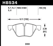 Hawk HB534U.750 - 08-12 BMW 128i /06 325i/325Xi /07 328i/328Xi /06 330i/330Xi Front DTC-70 Race Brake Pads