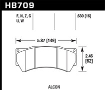 Hawk HB709U.630 - Performance Alcon Mono 6, Model 4497 DTC-70 Race Brake Pads