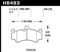 Hawk HB483Z.635 - 08 Porsche 911 Targa 4/4S/03-05 911 GT2/04-08 GT3/07-08 Turbo PC Street Front Brake Pads