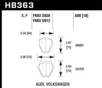 Hawk HB363E.689 - 00-04 Audi A6 Quattro/00-03 A8 Quattro / 03-05 VW Passat Blue 9012 Front Race Brake Pads