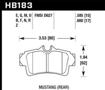 Hawk HB183E.585 - 01 Ford Mustang Bullit / 94-99 & 01 & 03-04 Mustang Cobra Blue 9012 Race Rear Brake Pads