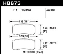 Hawk HB675Y.602 - 09+ Mitsubishi Lancer Ralliart / 08+ Lancer GTS LTS Rear Brake Pads