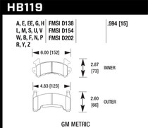 Hawk HB119W.594 - Buick / Cadillac / Chevrolet / GMC / Isuzu / Oldsmobile / Pontiac DTC-30 Race Brake Pads