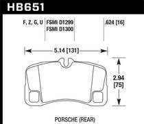 Hawk HB651F.624 - 07-08 Porsche 911 Turbo/911 GT3/911 GT3 CUP Rear HPS Street Brake Pads