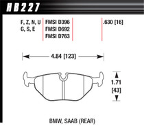 Hawk HB227U.630 - 92-95 BMW 325iS / 96-02 BMW M3 DTC-70 Race Rear Brake Pads