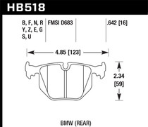 Hawk HB518E.642 - BMW 3/5/7Series/M3/M5/X3/X5/Z4/Z8 / Land Rover Range Rover Blue 9012 Race Rear Brake Pads