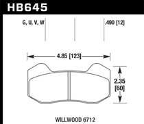 Hawk HB645U.490 - Wilwood DynaPro 6 (Type 6712) DTC-70 Brake Pads