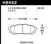 Hawk HB452E.545 - 05-06 Saab 9-2X / 06-07 Subaru Impreza 2.5i / 04-05 Impreza WRX Blue 9012 Race Rear Brake Pads