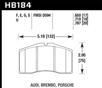 Hawk HB184E.650 - 91-98 Porsche 911 / 92-95 928 Bue 9012 Racing Front Brake Pads