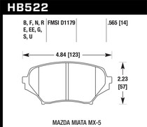 Hawk HB522S.565 - 06-11 Mazda Miata Mx-5 (inc Club Spec/Grand Touring/Sport/SV/Touring HT-10 Race Front Brake Pad