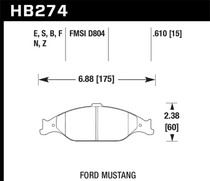 Hawk HB274S.610 - 99-04 Ford Mustang Base/GT HT-10 Race Front Brake Pads