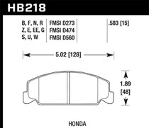 Hawk HB218E.583 - Honda Accord/Civic/CRX Front Race Blue 9012 Brake Pads