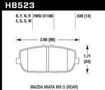 Hawk HB523B.539 - 2006-2006 Mazda MX-5 Miata Club Spec HPS 5.0 Rear Brake Pads