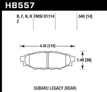 Hawk HB557B.545 - 2013-2014 Subaru BRZ Ltd (277mm Fr Disc/Solid Rr Disc) High Perf. Street 5.0 Rear Brake Pads