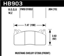 Hawk HB903Q.604 - DTC-80 15-17 Ford Mustang Shelby GT350/GT350R Front Brake Pads