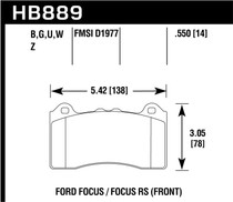 Hawk HB889U.550 - 2017 Ford Focus DTC-70 Race Front Brake Pads
