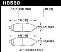 Hawk HB558Y.710 - 06-10 Jeep Commander / 05-10 Grand Cherokee Front LTS Street Brake Pads