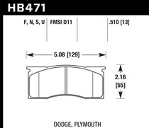 Hawk HB471U.510 - 66-72 Dodge Dart / 66-69 Pylmouth Barracuda DTC-70 Race Front Brake Pads