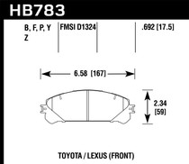 Hawk HB783Z.692 - 08-16 Toyota Highlander Performance Ceramic Street Front Brake Pads