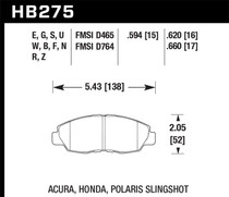 Hawk HB275S.620 - 93-02 Honda Accord / 96-05 Honda Civic HT-10 Race Front Brake Pads