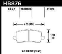 Hawk HB876Z.610 - 14-17 Acura RLX / 15-17 Acura TLX Performance Ceramic Street Rear Brake Pads