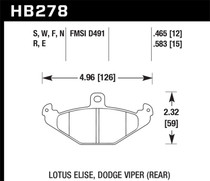 Hawk HB278N.465 - 05 Lotus Elise HP+ Street Rear Brake Pads