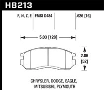 Hawk HB213E.626 - Chrysler / Dodge / Eagle / Mitsubishi / Plymouth Blue 9012 Race Front Brake Pads