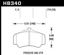 Hawk HB340F.710 - HPS Disc Brake Pad; 0.710 Thickness; Fits Porsche 996; GT3 Cup;