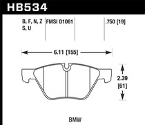 Hawk HB534B.750 - 08-12 BMW 128i /06 325i/325Xi /07 328i/328Xi /06 330i/330Xi Front HPS 5.0 Street Brake Pads