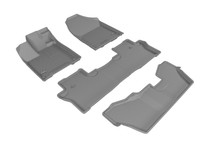 3D MAXpider L1HD07301501 - 2016-2020 Honda Pilot 8-Passenger Kagu 1st & 2nd & 3rd Row Floormats - Gray