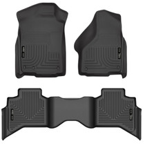 Husky Liners 99011 - 09-12 Dodge Ram 1500 Quad Cab WeatherBeater Black Front & Second Seat Floor Liner