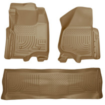 Husky Liners 98713 - 11-12 Ford SD Crew Cab WeatherBeater Combo Tan Floor Liners (w/o Manual Trans Case)