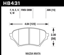 Hawk HB431D.606 - 01-05 Mazda Miata 1.8L Base OE Incl.Clips Shims Front ER-1 Brake Pads