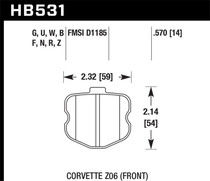 Hawk HB531D.570 - 2008 Chevrolet Corvette 7.0L 427 Limited Edition Z06 (Incl.Shims Pins) Front ER-1 Brake Pads