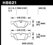 Hawk HB621D.638 - 2011 BMW 125i Rear ER-1 Brake Pads