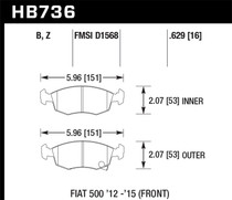 Hawk HB736D.629 - 14-16 Fiat 500 c Front ER-1 Brake Pads