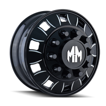 Mayhem 8180-22810BMF - 8180 BigRig 22x8.25 / 10x285.75 BP / 169mm Offset / 220.1mm Hub Front Blk/Milled Spokes Wheel