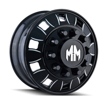 Mayhem 8180-245810BMF - 8180 BigRig 24.5x8.25/10x285.75 BP/168mm Offset/220.1mm Hub Front Black w/Milled Spokes Wheel