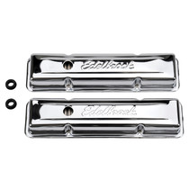 Edelbrock 4449 - Valve Cover Signature Series Chevrolet 1959-1986 262-400 CI V8 Low Chrome