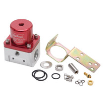 Edelbrock 174051 - Fuel Pressure Regulator Carbureted 180 GPH 5-10 PSI -10 In/Out -6 Return Red/Clear