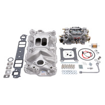 Edelbrock 2021 - Manifold And Carb Kit Performer Eps Small Block Chevrolet 1957-1986 Natural Finish